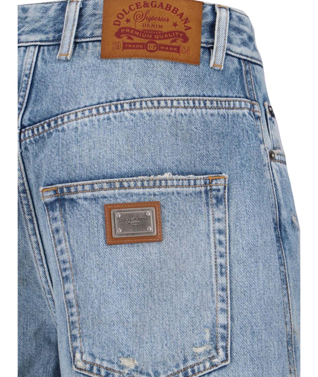 DOLCE&GABBANA Синие хлопковые джинсы клеш, фото 4