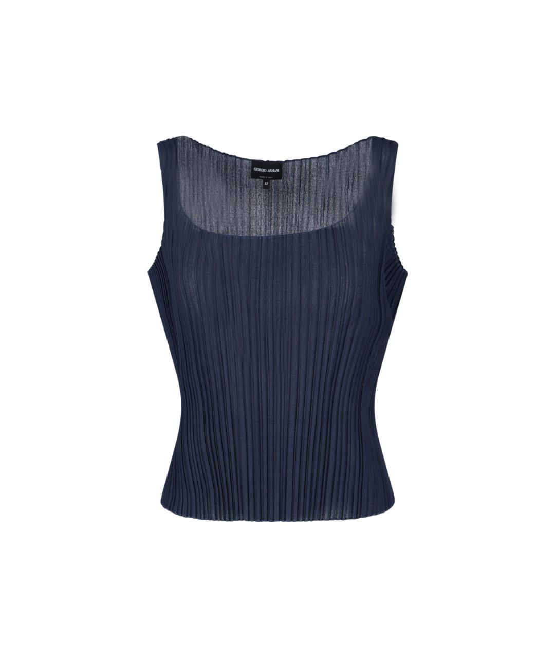 GIORGIO ARMANI Синяя полиэстеровая блузы, фото 3