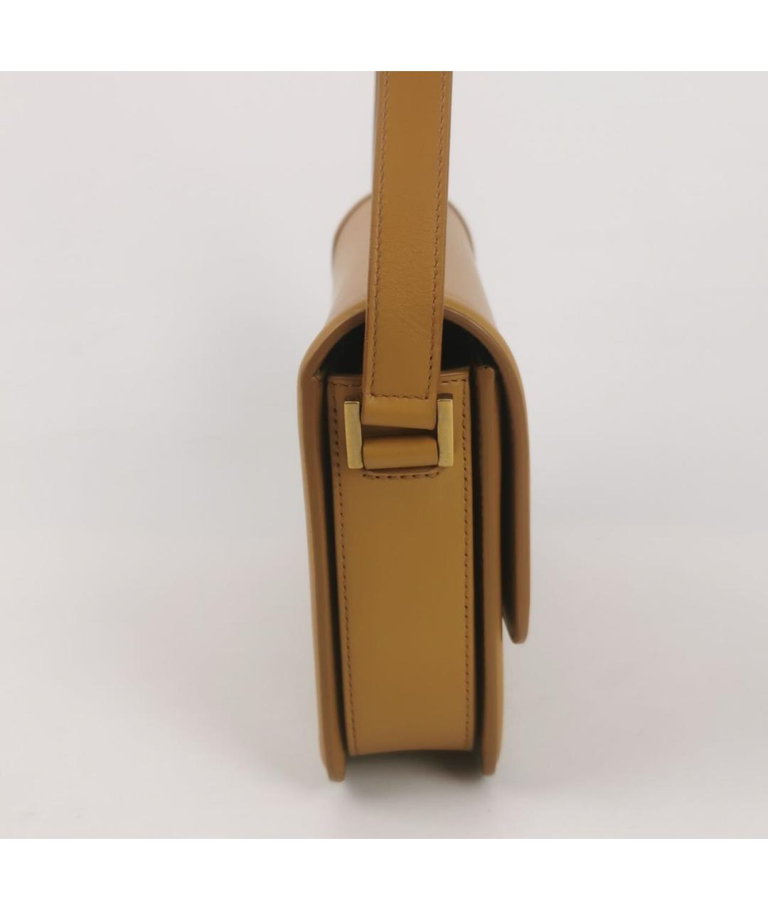 SAINT LAURENT Горчичная кожаная сумка через плечо, фото 3