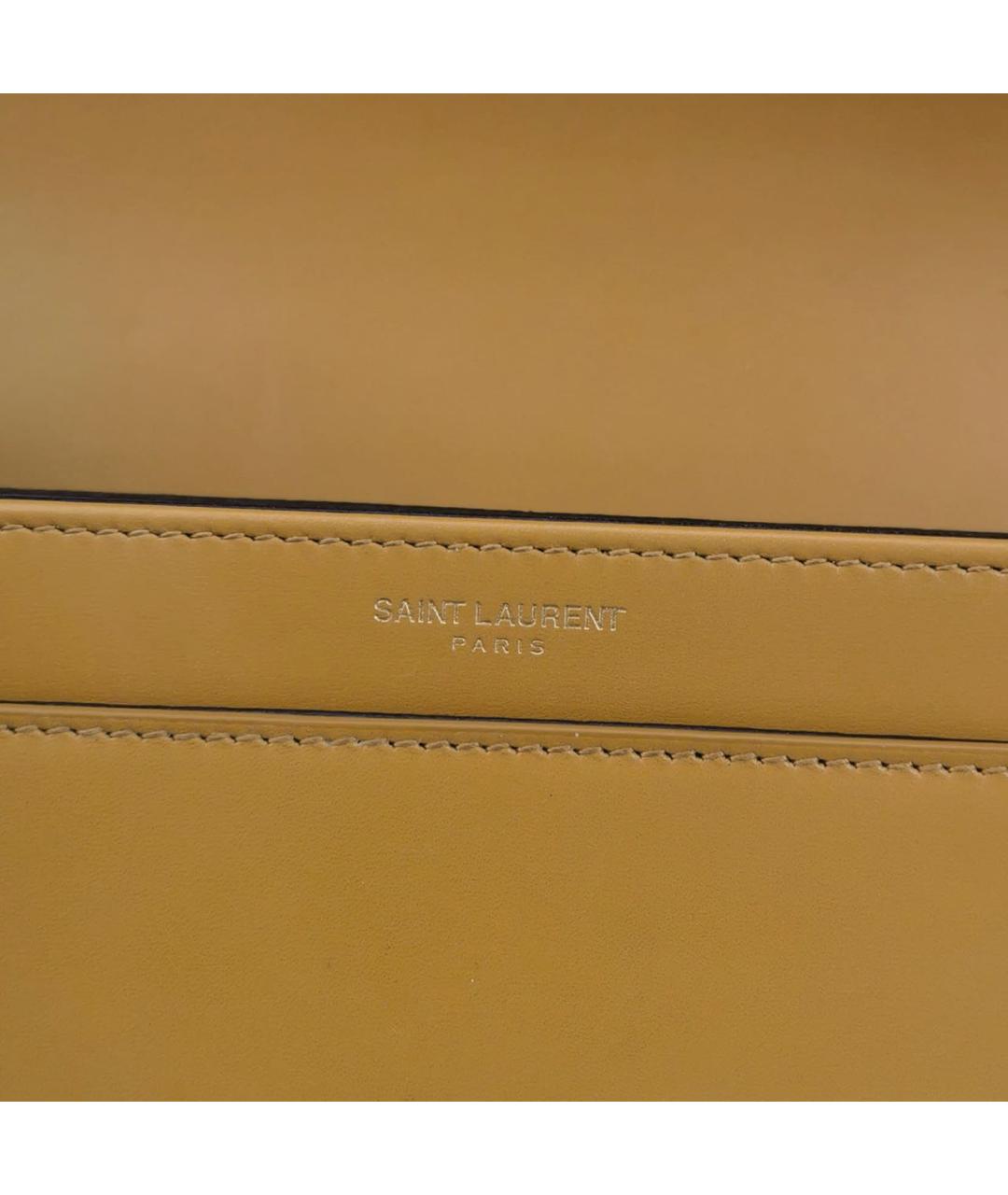 SAINT LAURENT Горчичная кожаная сумка через плечо, фото 7