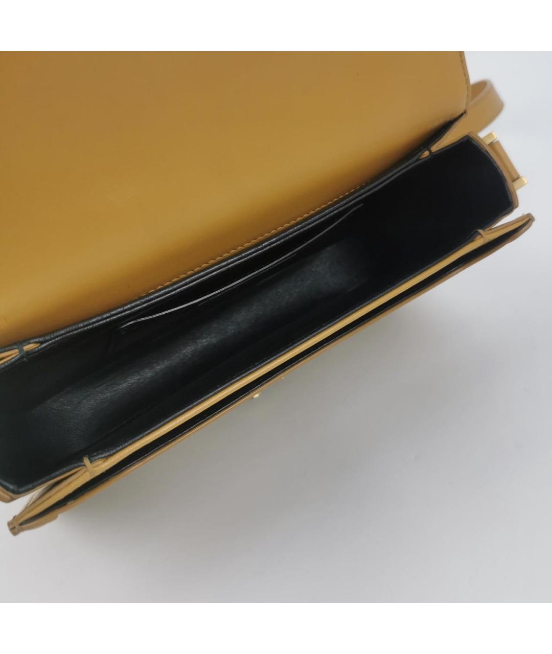 SAINT LAURENT Горчичная кожаная сумка через плечо, фото 6