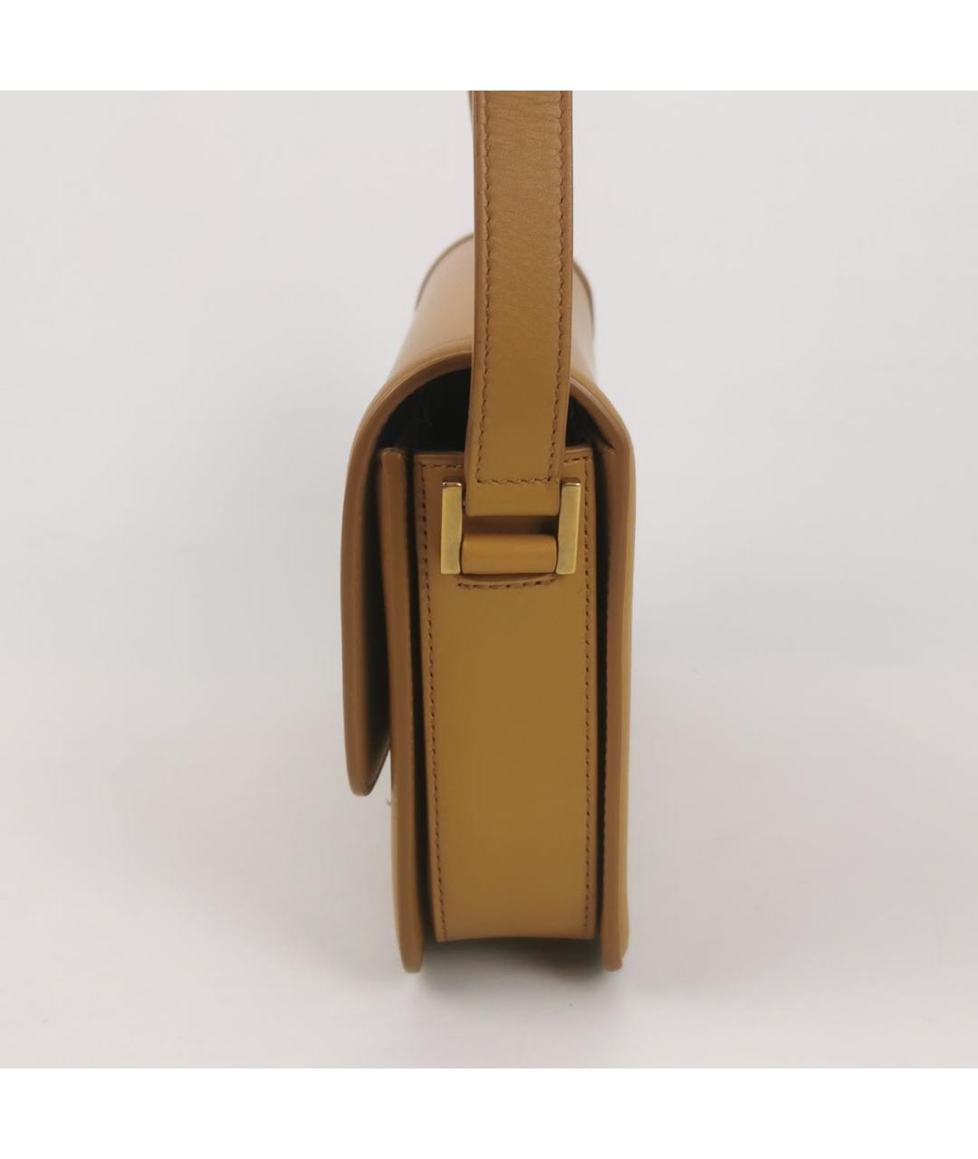 SAINT LAURENT Горчичная кожаная сумка через плечо, фото 2