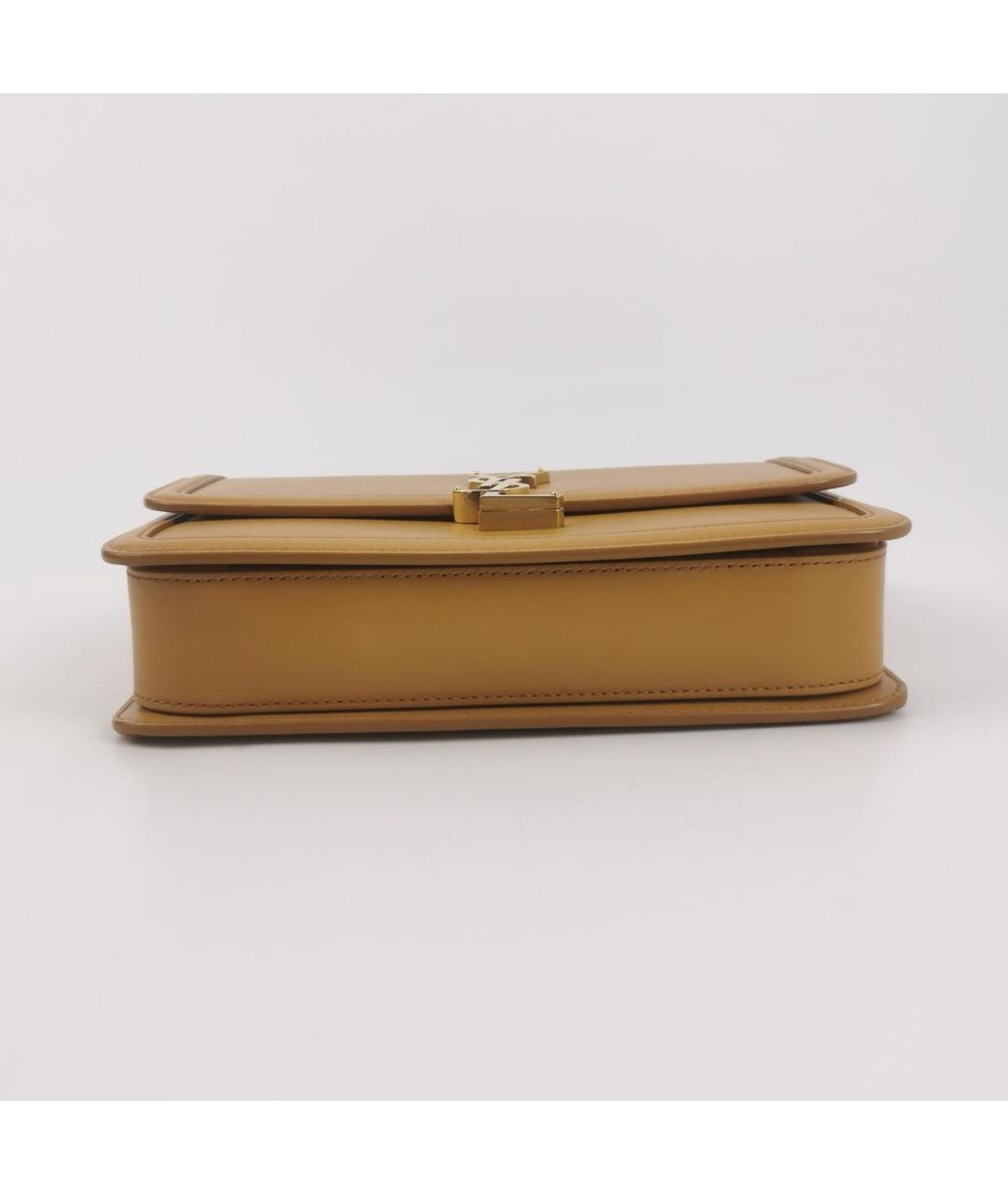 SAINT LAURENT Горчичная кожаная сумка через плечо, фото 5