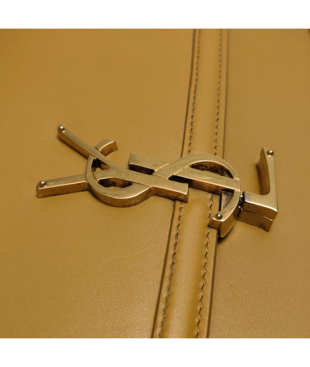 SAINT LAURENT Горчичная кожаная сумка через плечо, фото 8
