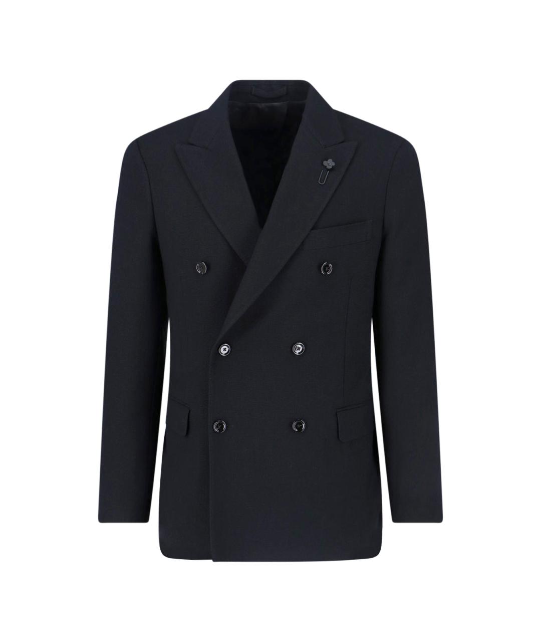 LARDINI Черный шерстяной пиджак, фото 1