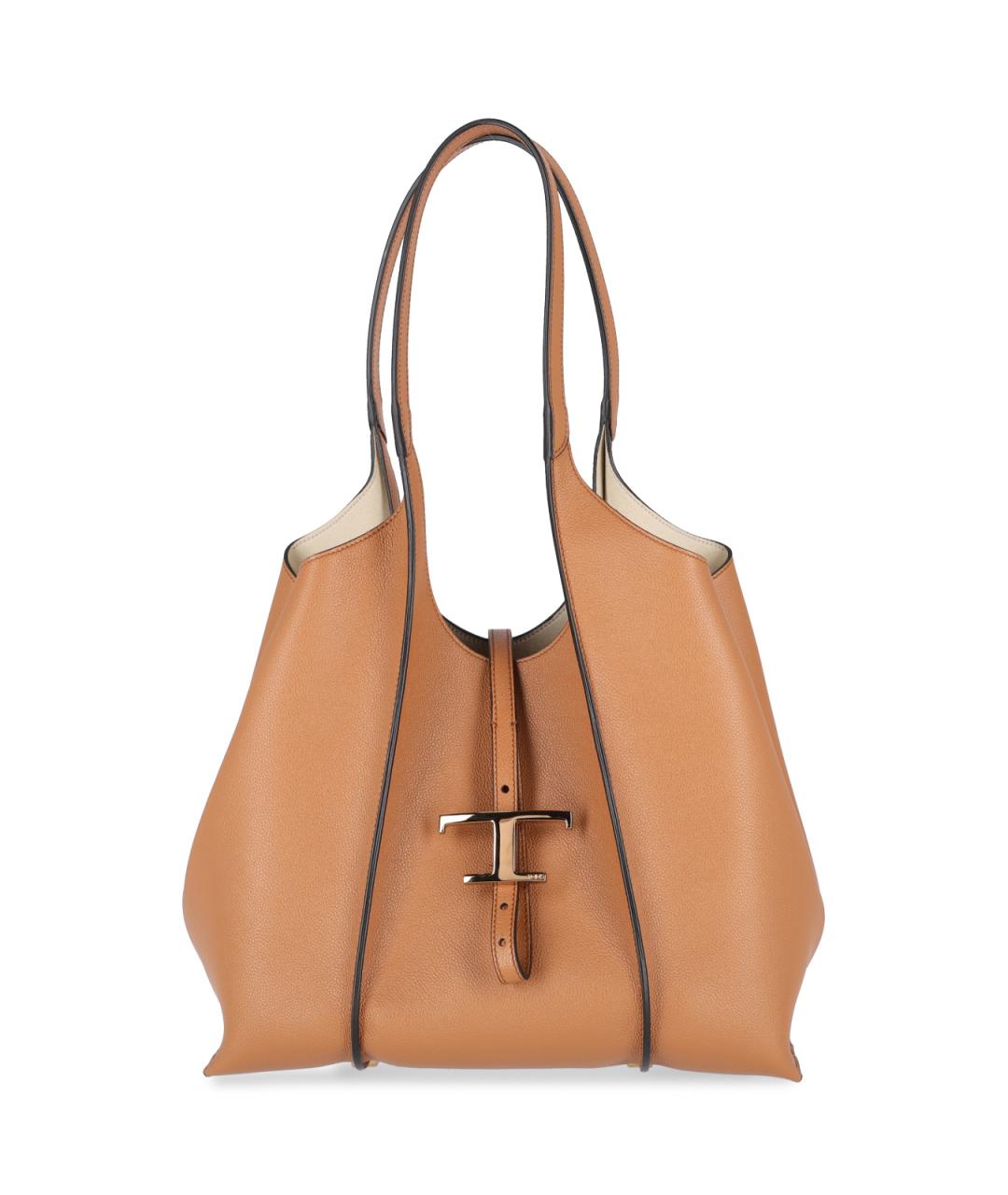 TOD'S Коричневая кожаная сумка тоут, фото 1