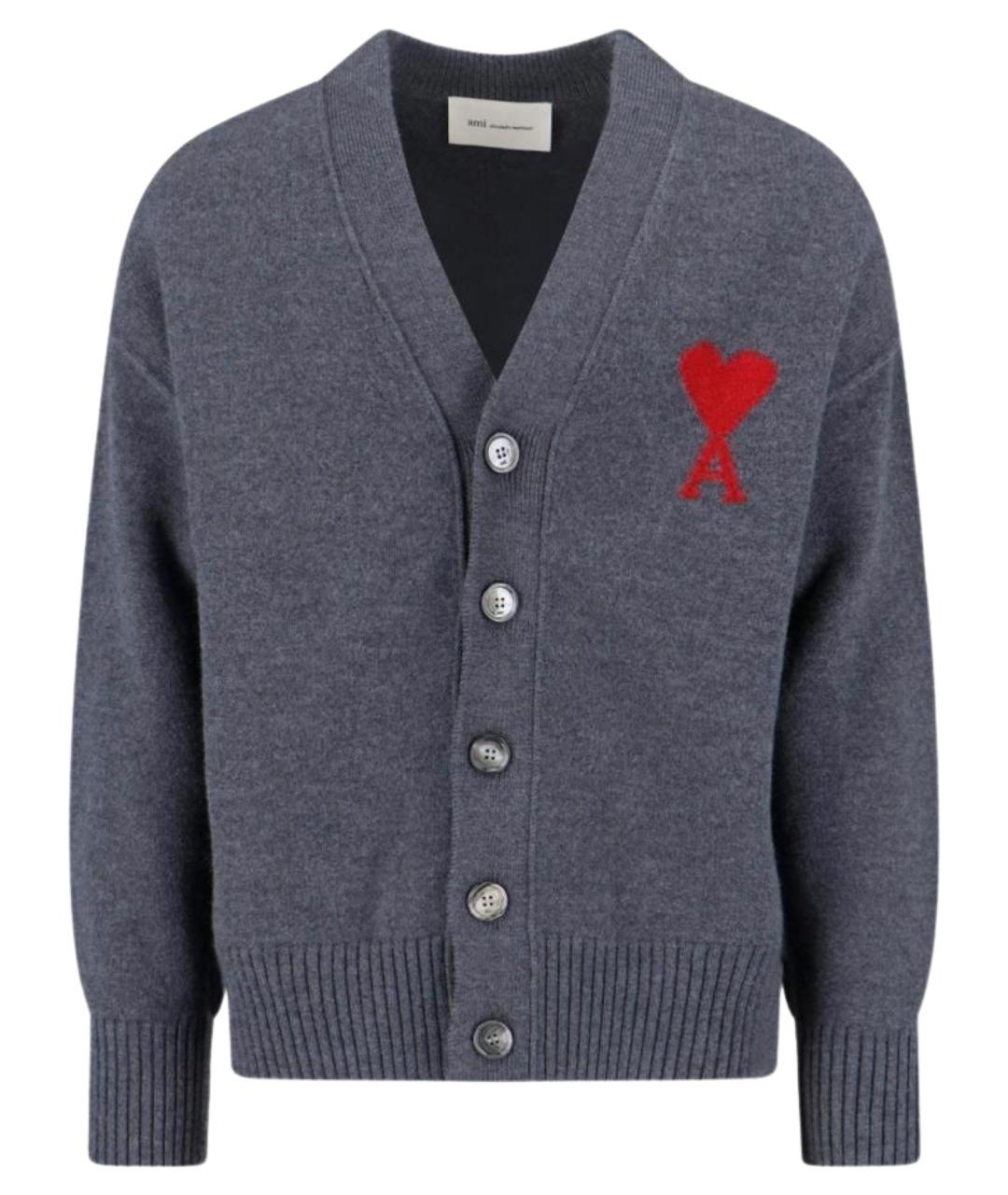 Ami Paris Серый шерстяной кардиган, фото 1