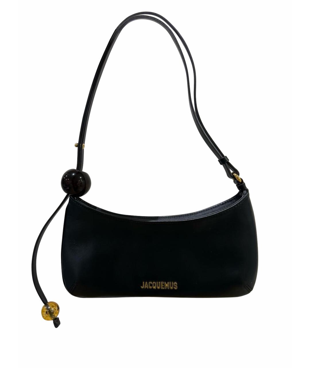 JACQUEMUS Черная кожаная сумка через плечо, фото 1