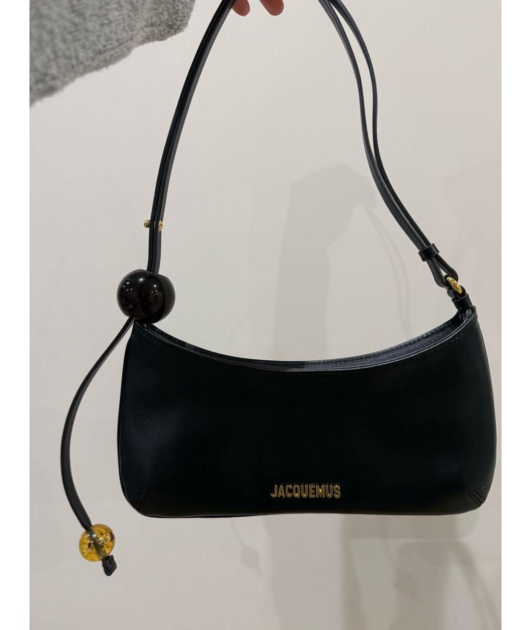 JACQUEMUS Черная кожаная сумка через плечо, фото 5