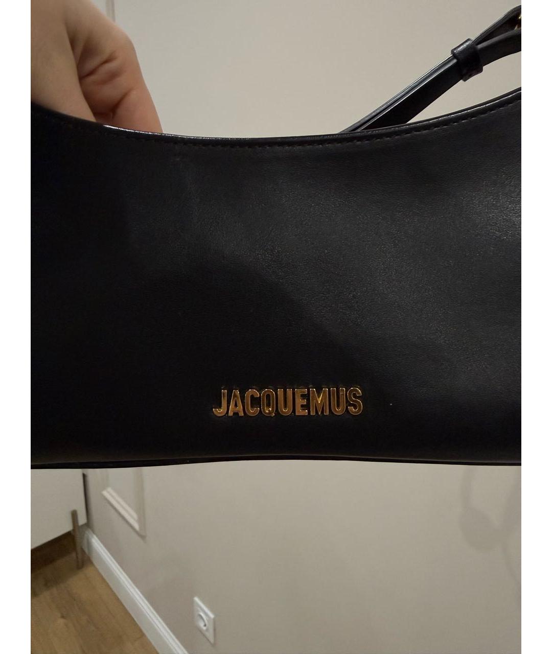 JACQUEMUS Черная кожаная сумка через плечо, фото 4
