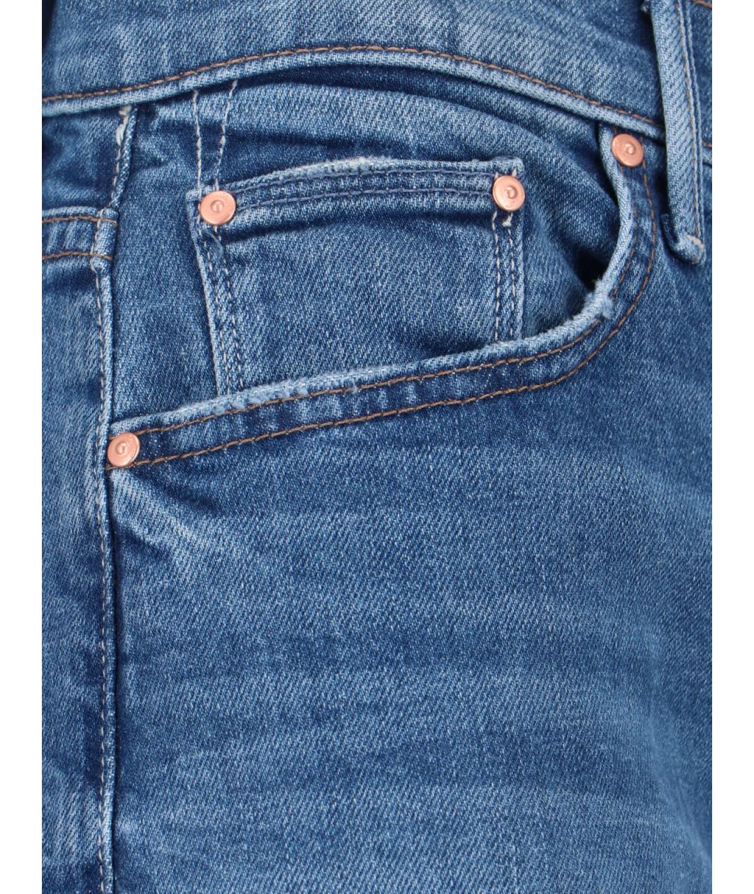 MOTHER Синие хлопковые прямые джинсы, фото 4