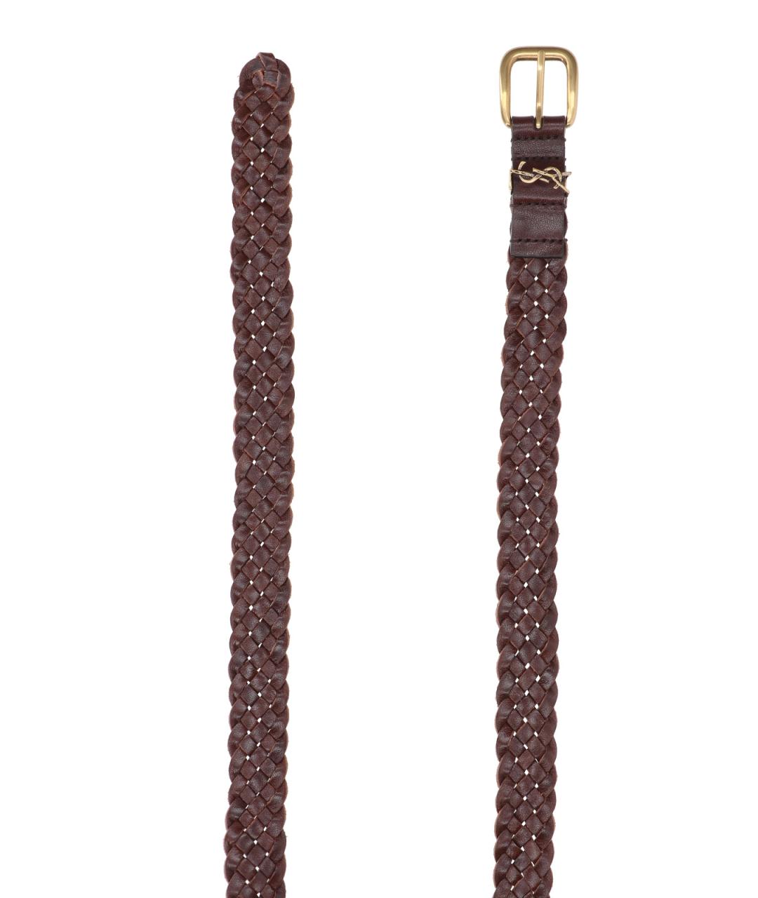 SAINT LAURENT Коричневый кожаный ремень, фото 2