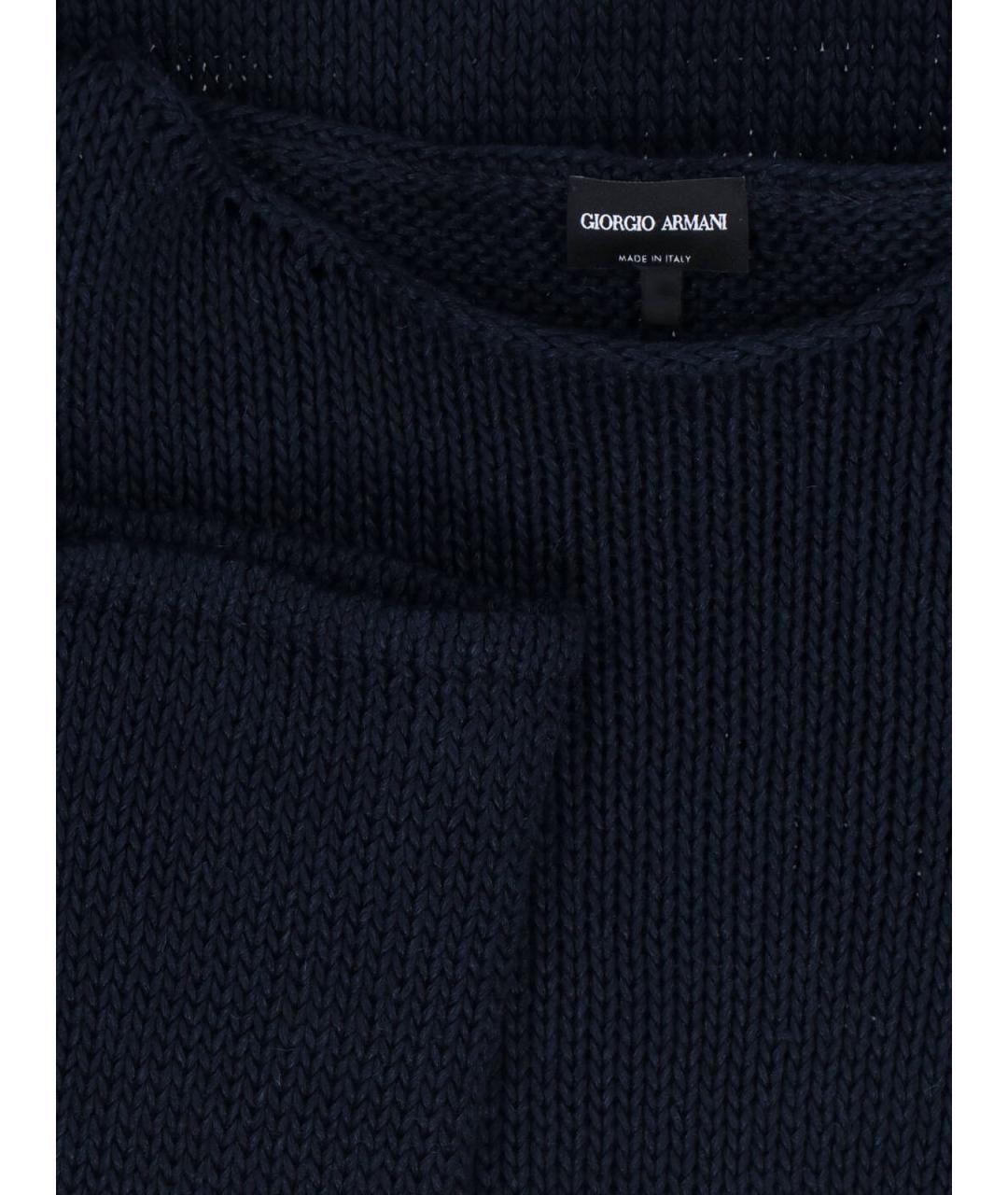GIORGIO ARMANI Темно-синий льняной джемпер / свитер, фото 3