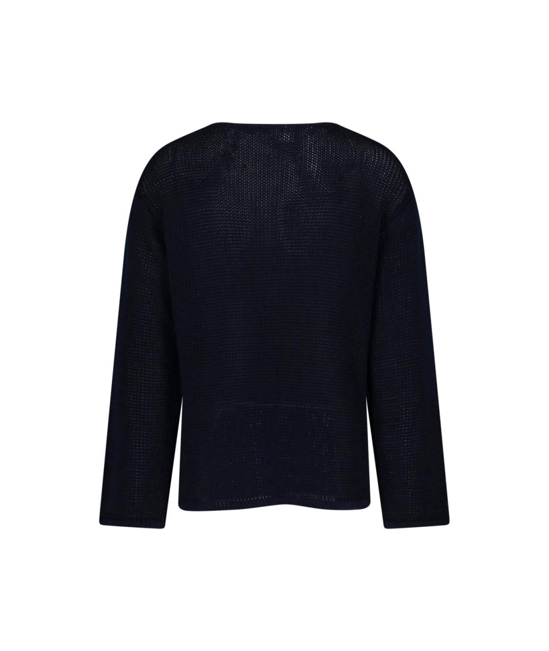GIORGIO ARMANI Темно-синий льняной джемпер / свитер, фото 2