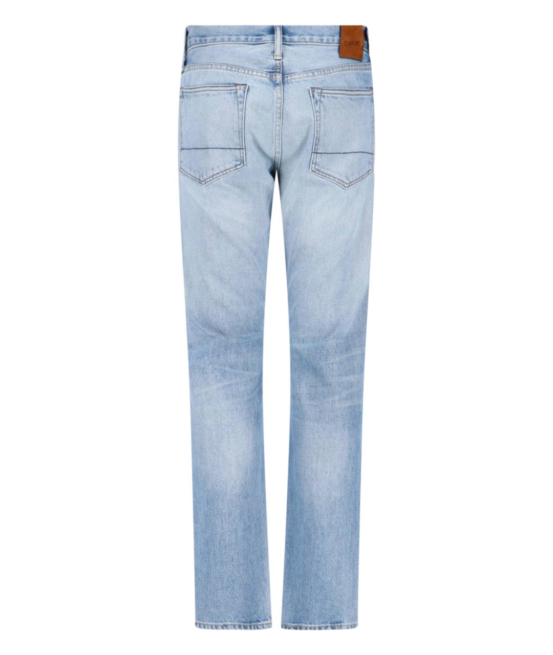 TOM FORD Голубые хлопковые прямые джинсы, фото 2