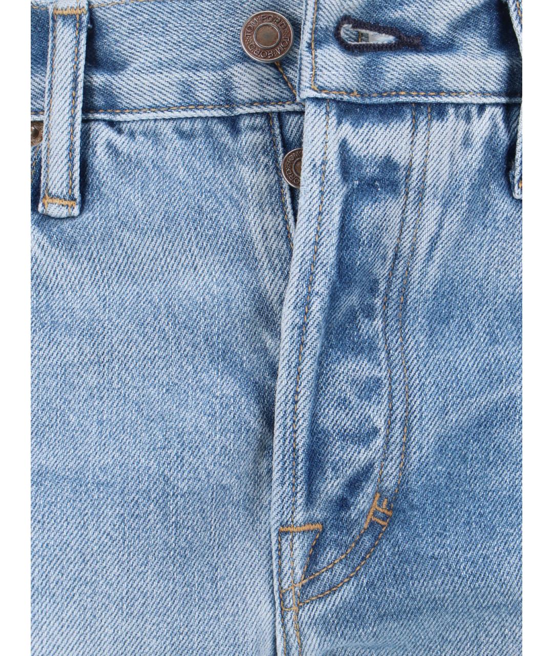 TOM FORD Голубые хлопковые прямые джинсы, фото 5
