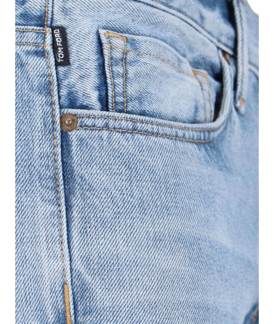 TOM FORD Голубые хлопковые прямые джинсы, фото 4