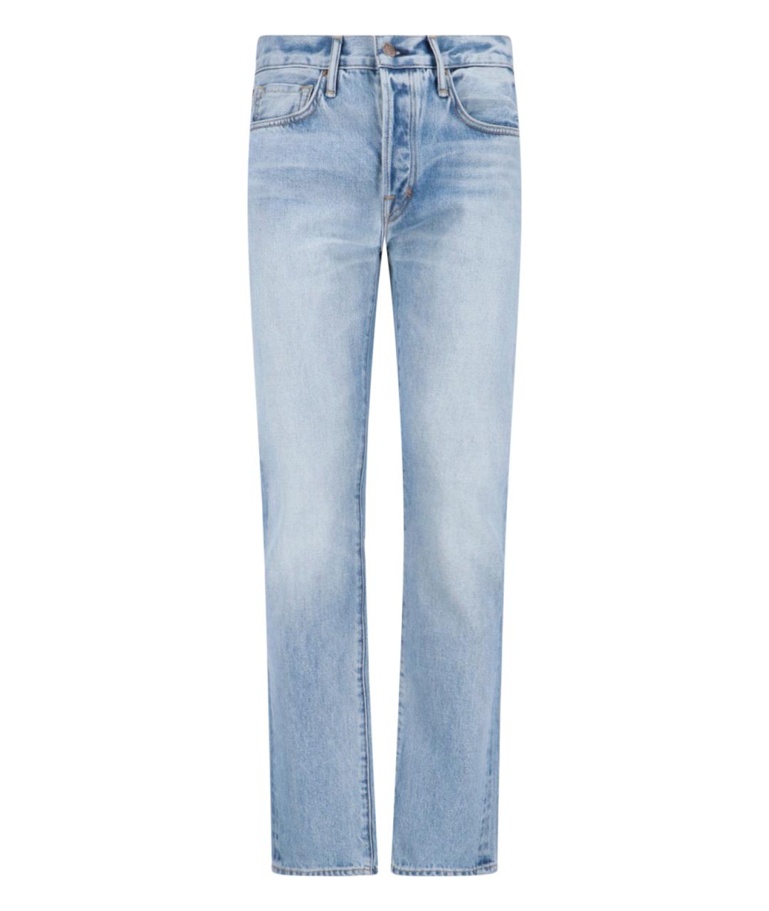 TOM FORD Голубые хлопковые прямые джинсы, фото 1