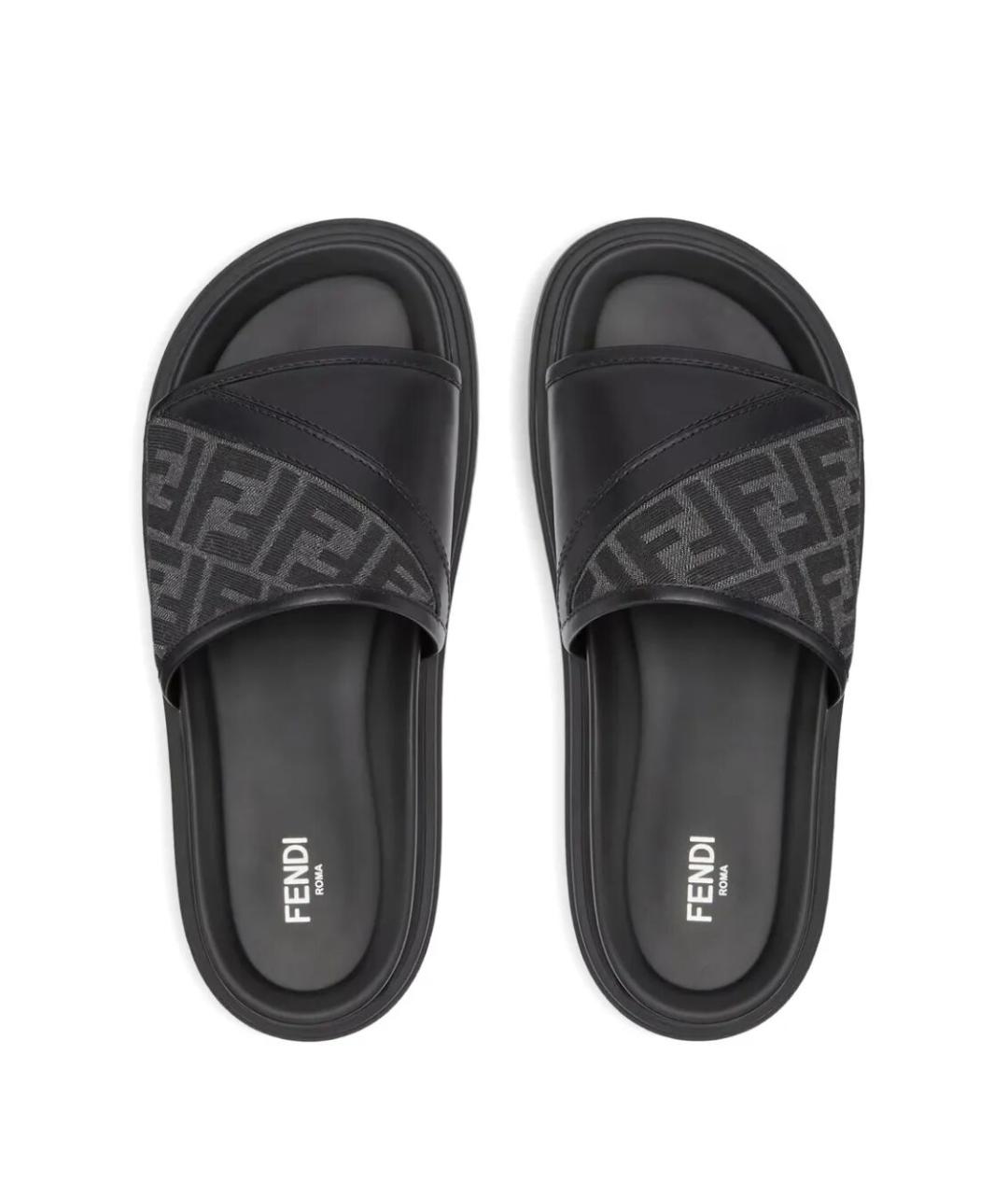 FENDI Черные шлепанцы, фото 2