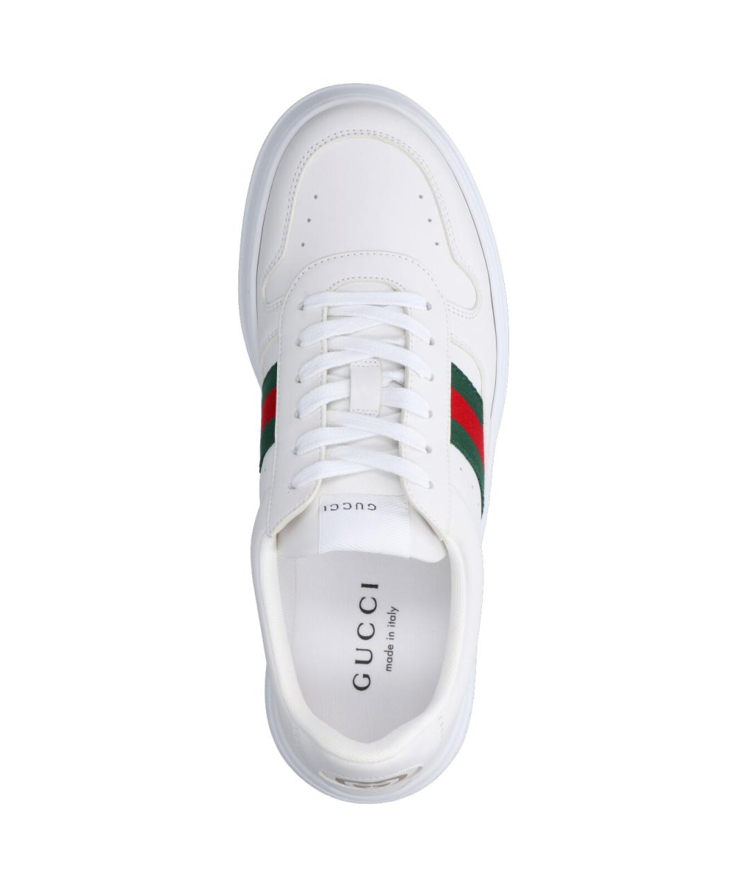 GUCCI Белые кожаные низкие кроссовки / кеды, фото 5