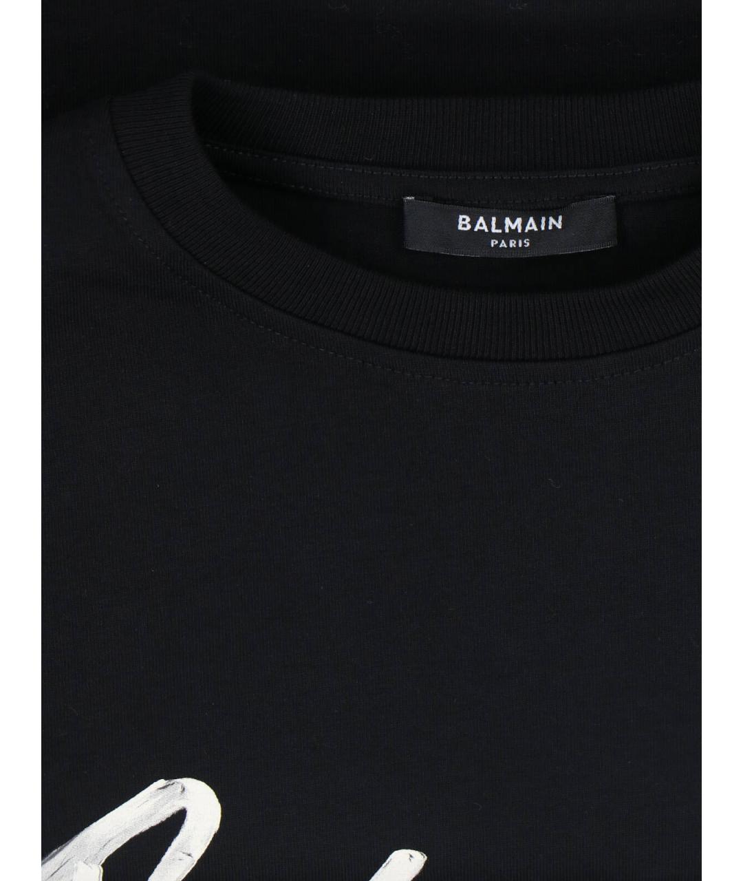 BALMAIN Черная хлопковая футболка, фото 3