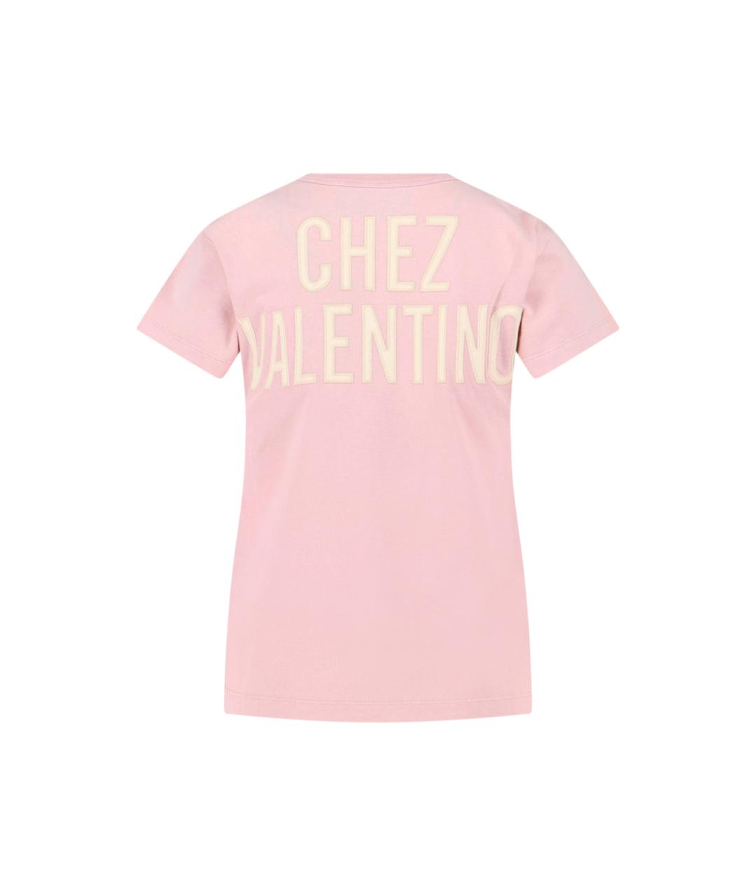 VALENTINO Розовая хлопковая футболка, фото 2