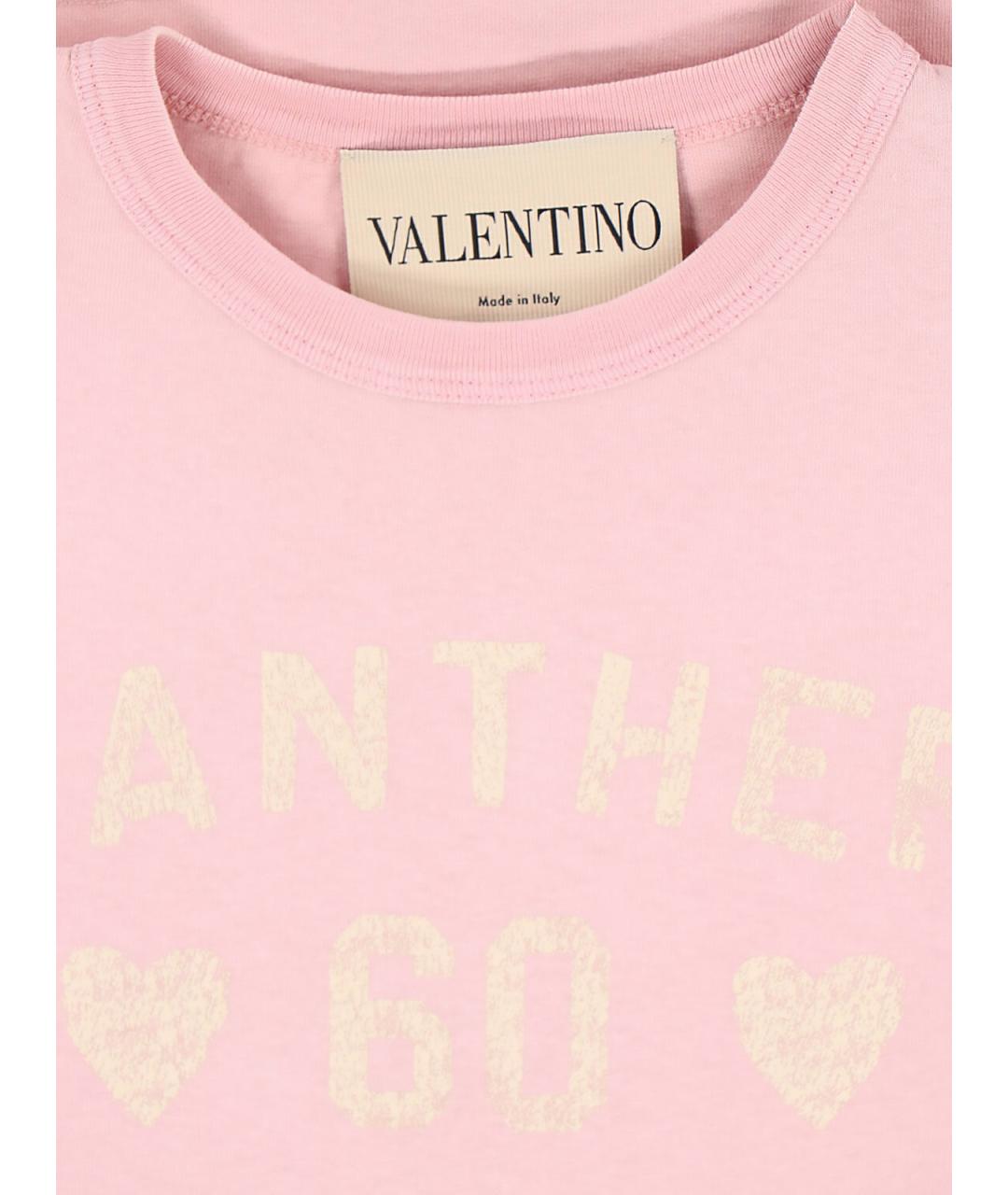 VALENTINO Розовая хлопковая футболка, фото 3