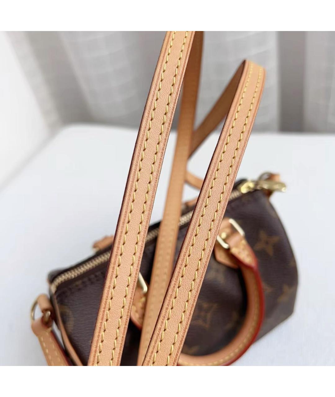 LOUIS VUITTON Коричневая кожаная сумка через плечо, фото 7