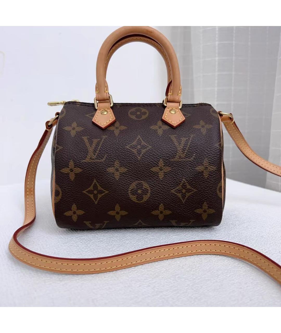 LOUIS VUITTON Коричневая кожаная сумка через плечо, фото 9