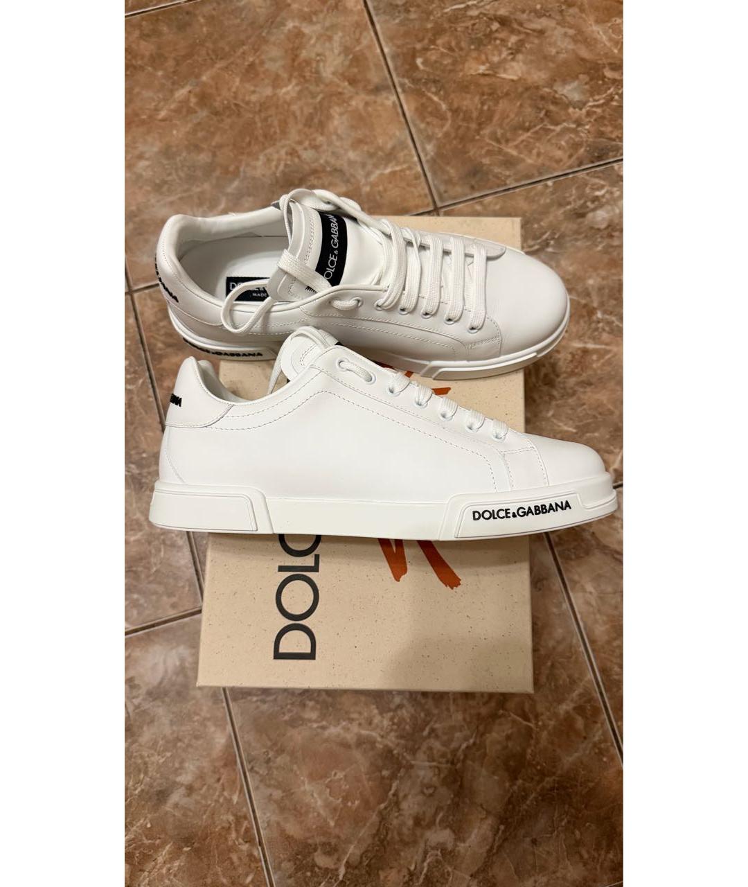 DOLCE&GABBANA Белые кожаные низкие кроссовки / кеды, фото 9