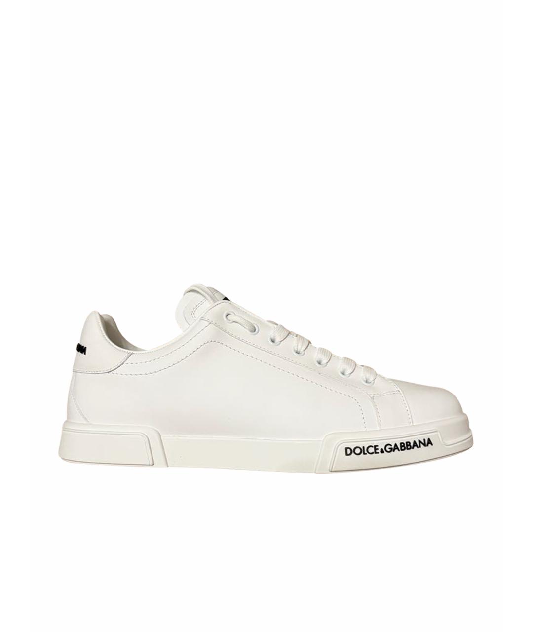 DOLCE&GABBANA Белые кожаные низкие кроссовки / кеды, фото 1