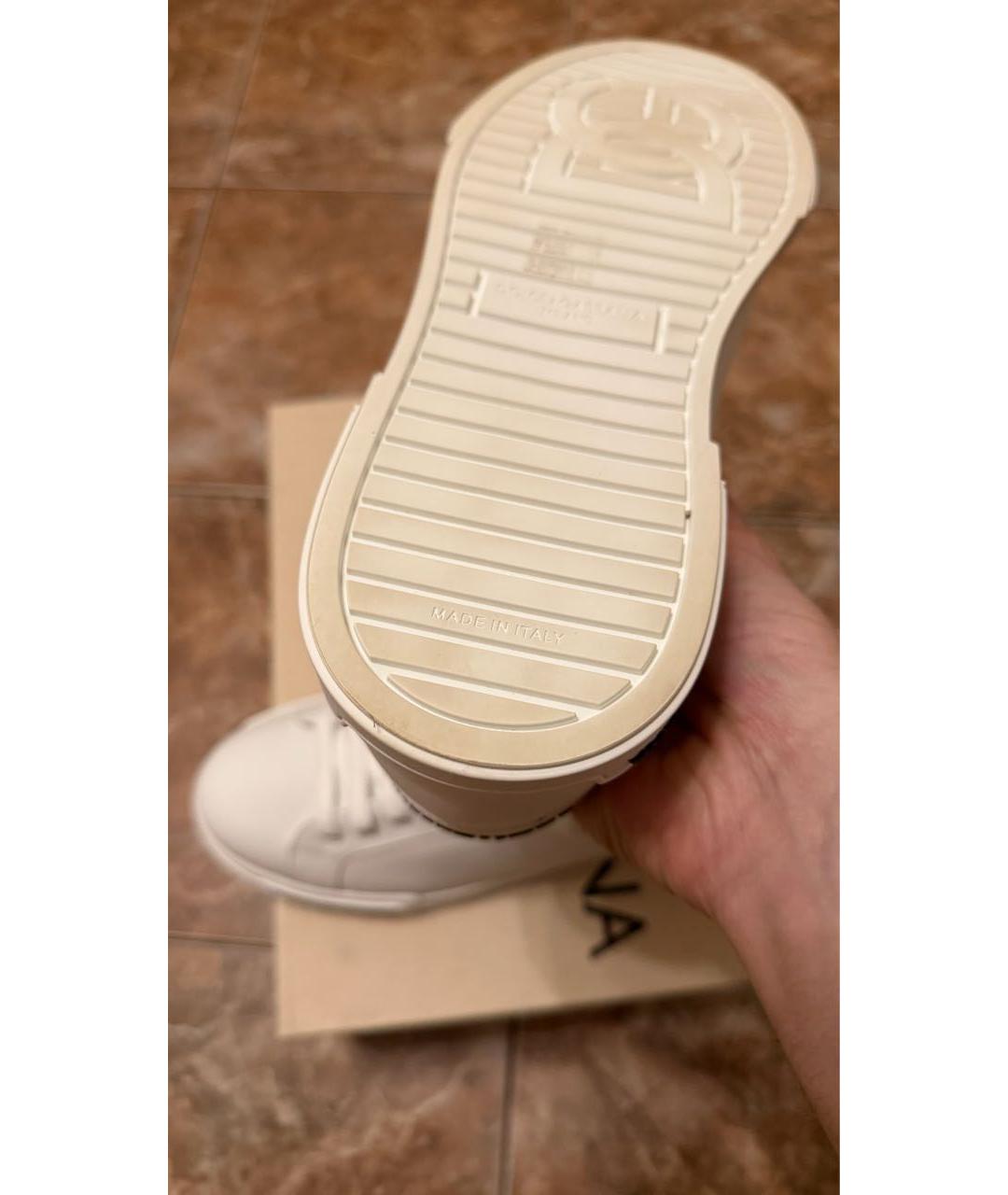 DOLCE&GABBANA Белые кожаные низкие кроссовки / кеды, фото 2