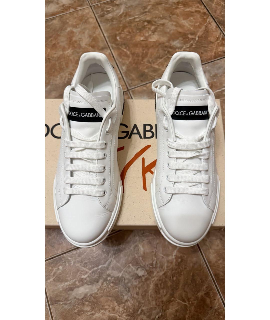 DOLCE&GABBANA Белые кожаные низкие кроссовки / кеды, фото 5