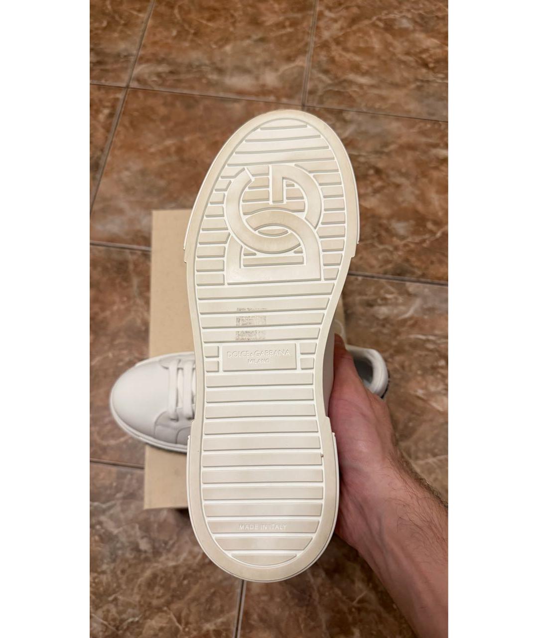 DOLCE&GABBANA Белые кожаные низкие кроссовки / кеды, фото 8