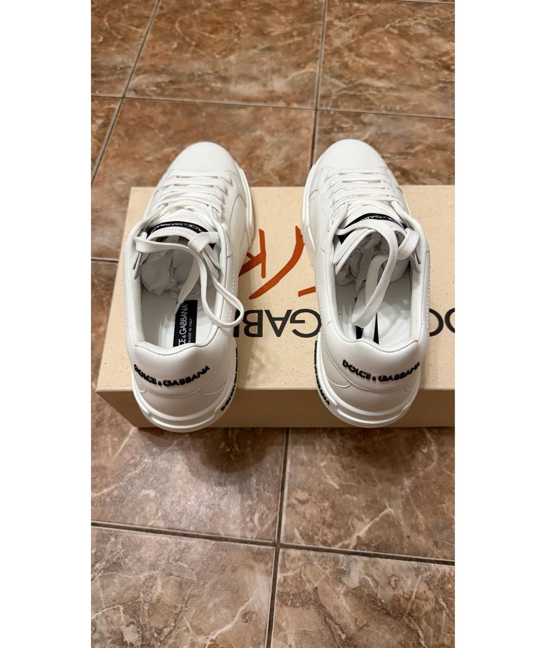 DOLCE&GABBANA Белые кожаные низкие кроссовки / кеды, фото 7