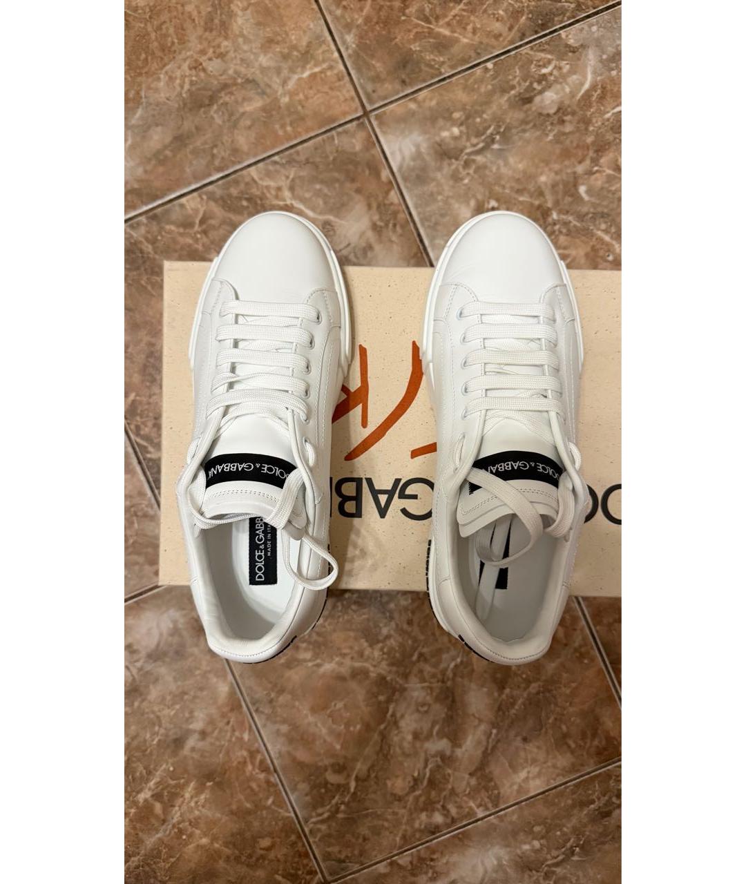 DOLCE&GABBANA Белые кожаные низкие кроссовки / кеды, фото 3