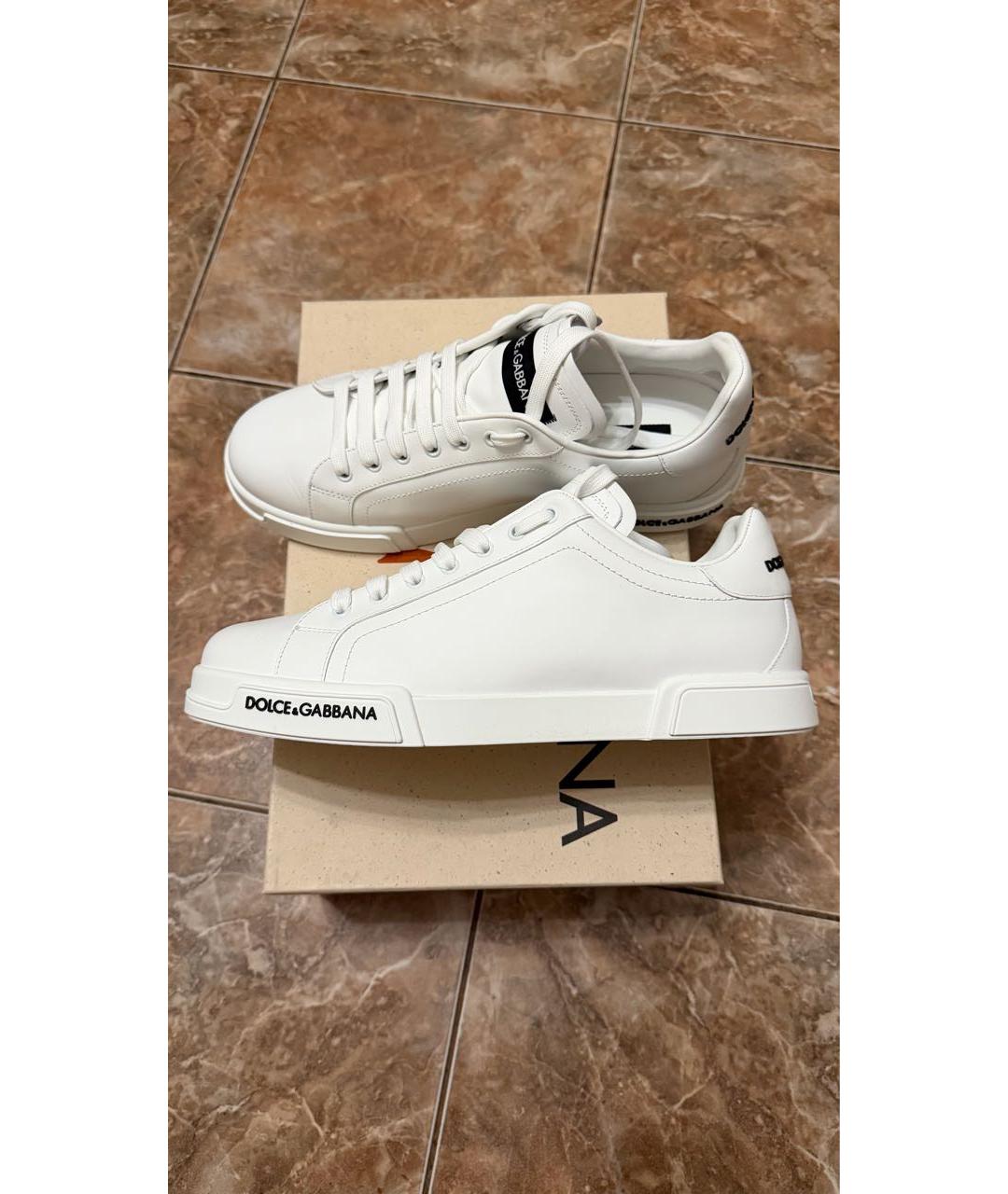 DOLCE&GABBANA Белые кожаные низкие кроссовки / кеды, фото 4