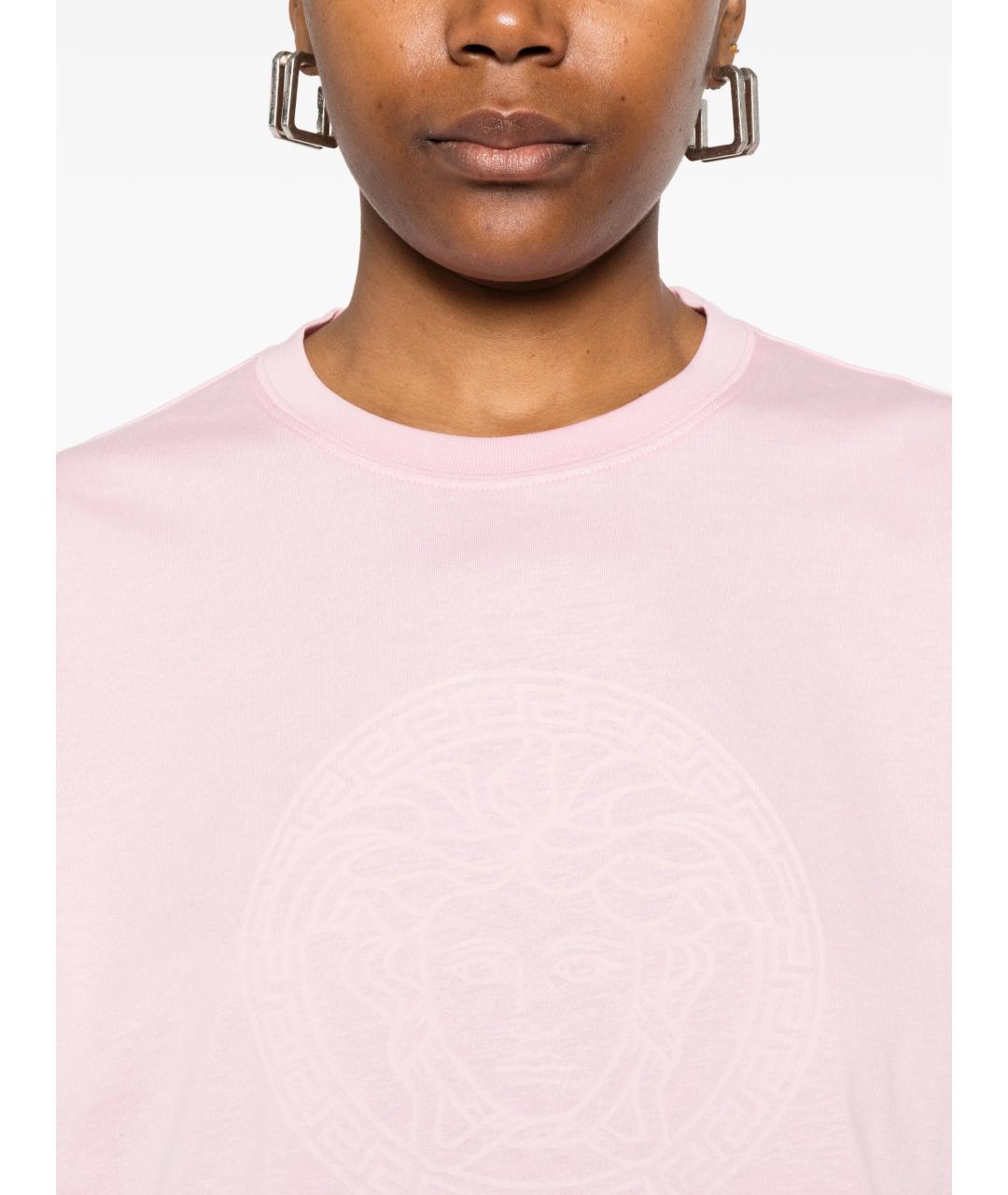 VERSACE Розовая хлопковая футболка, фото 5