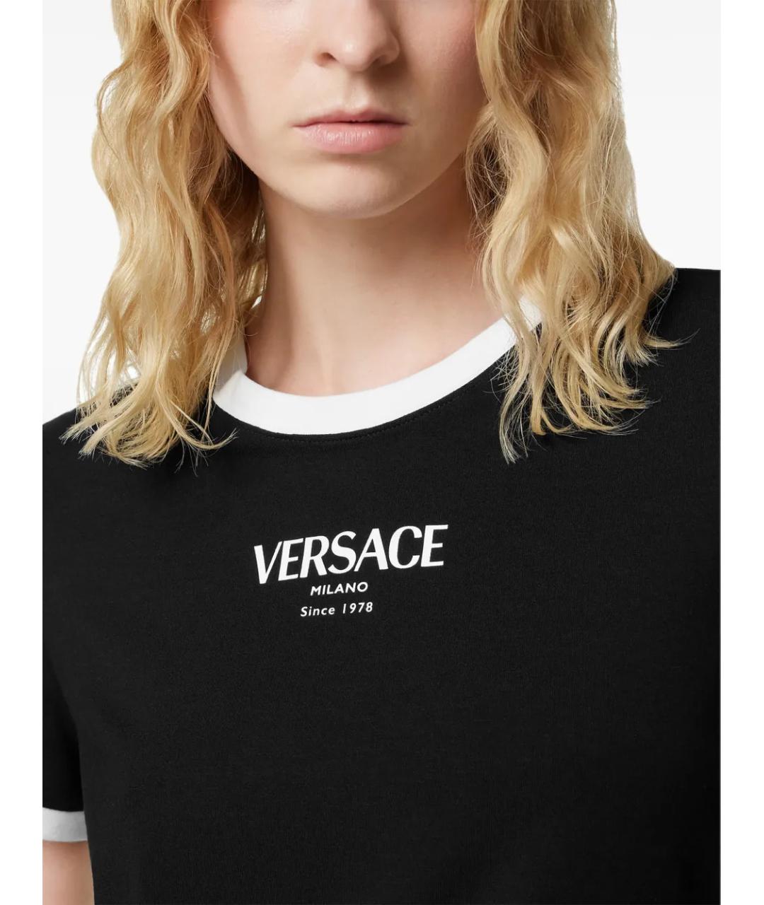 VERSACE Черная вискозная футболка, фото 4