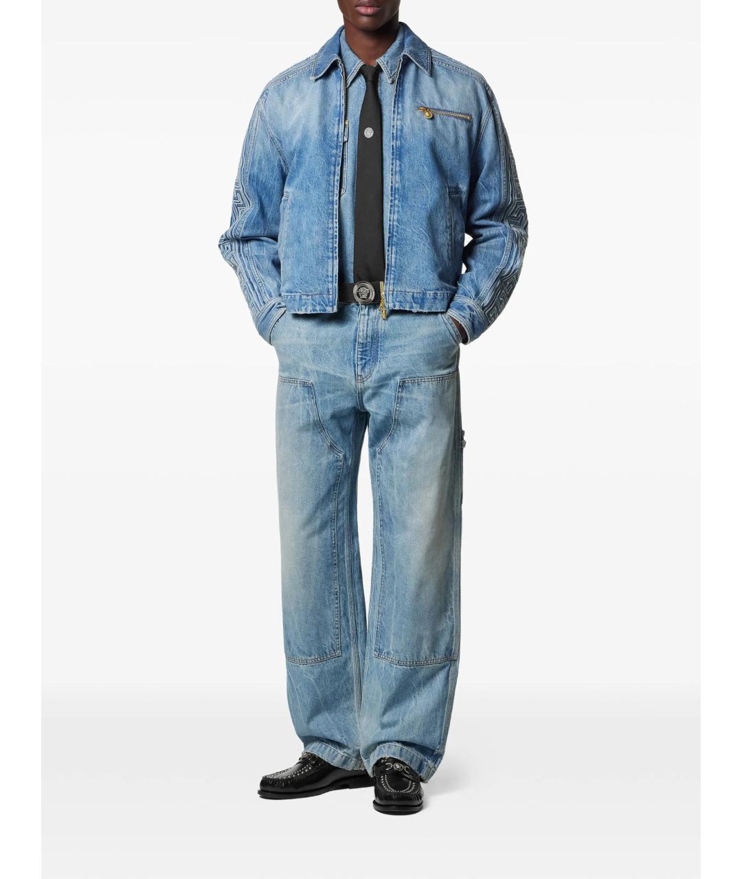 VERSACE Синие хлопковые прямые джинсы, фото 2