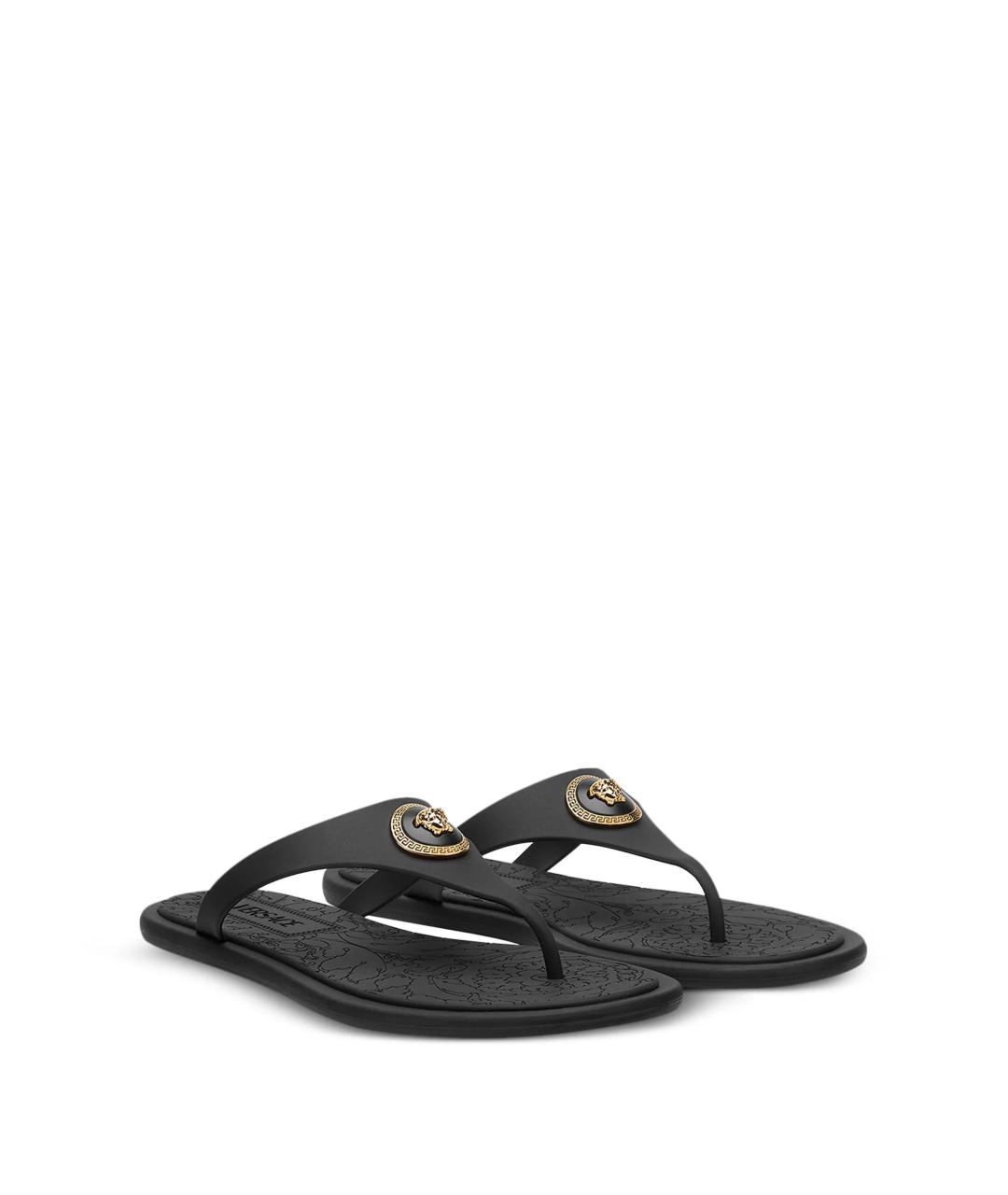 VERSACE Черные резиновые шлепанцы, фото 2