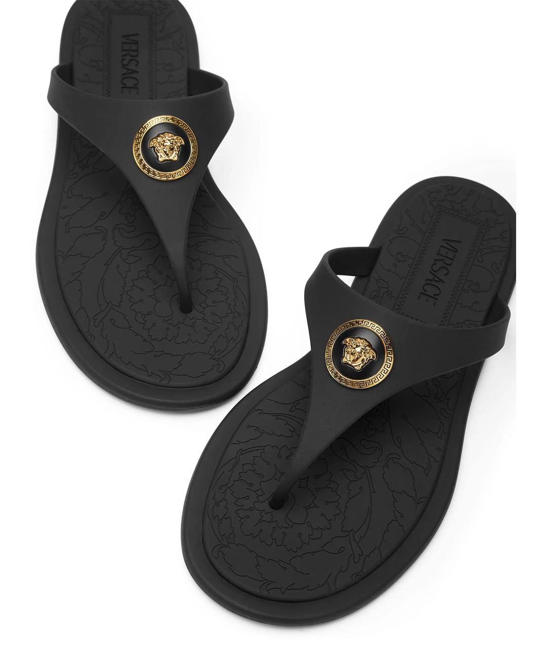 VERSACE Черные резиновые шлепанцы, фото 4