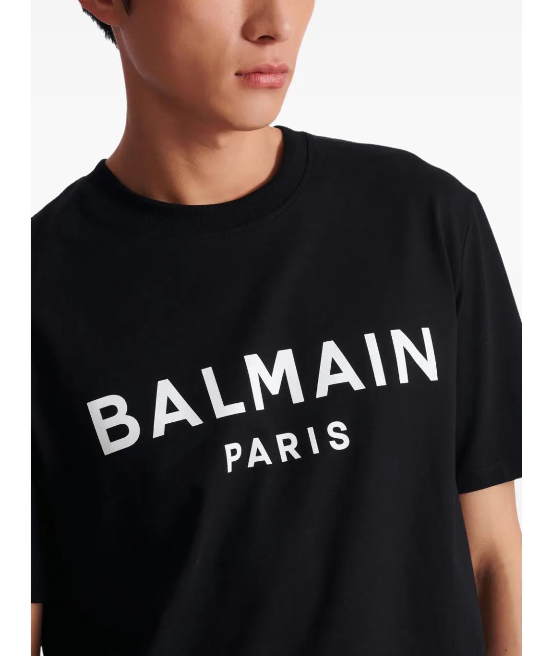 BALMAIN Черная хлопковая футболка, фото 5