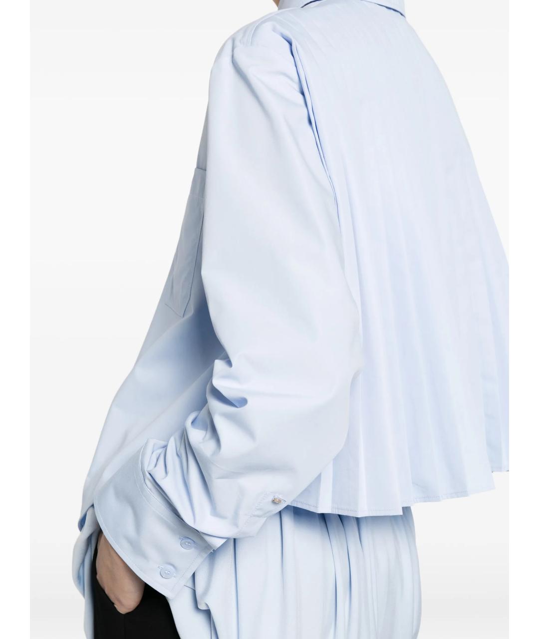 SPORTMAX Голубая хлопковая рубашка, фото 5