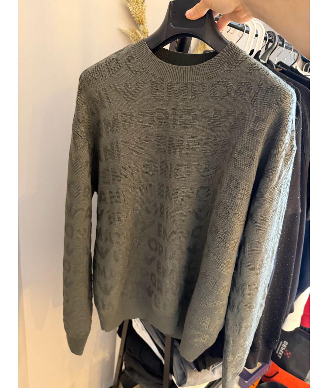 EMPORIO ARMANI Зеленый шерстяной джемпер / свитер, фото 6