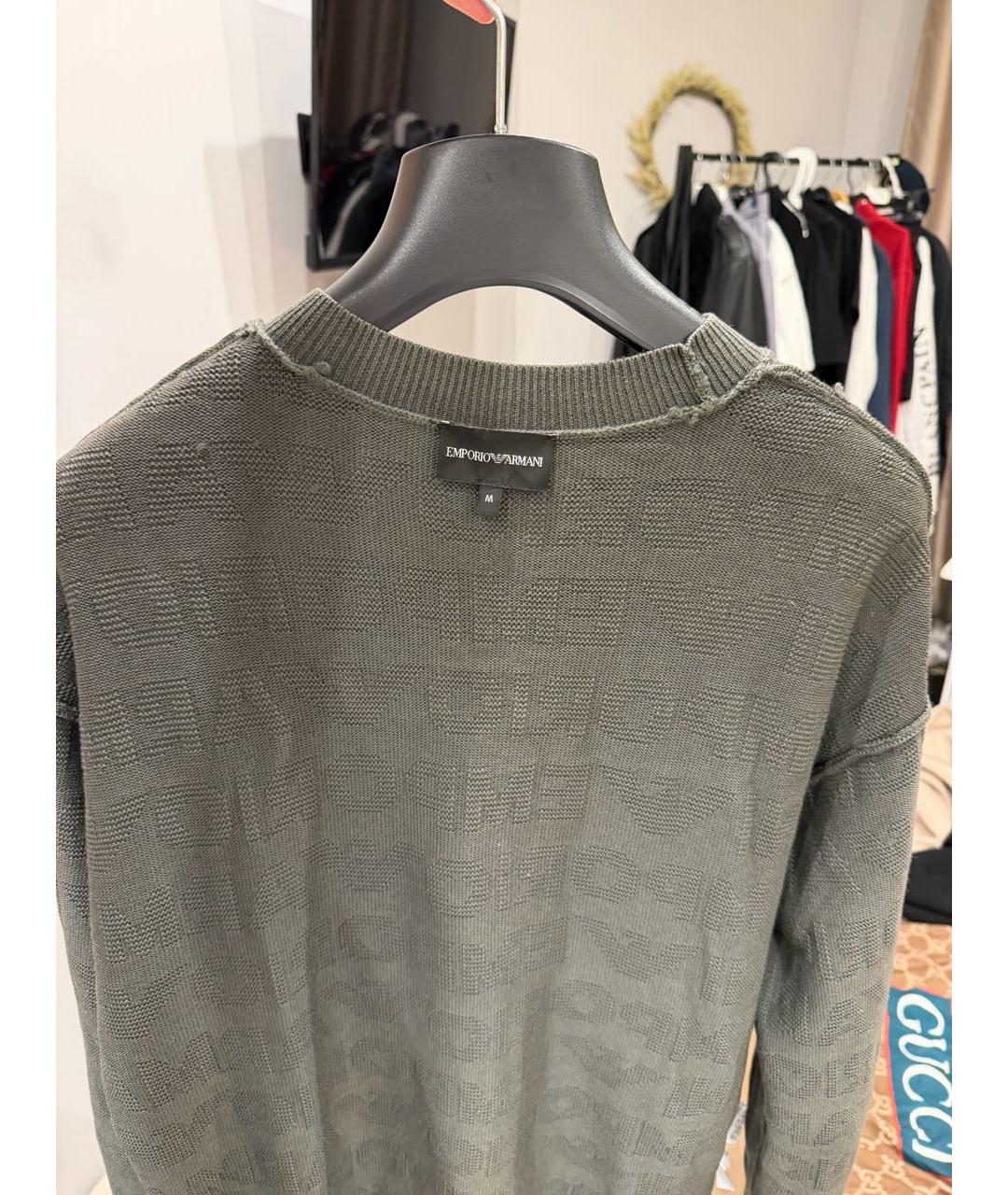 EMPORIO ARMANI Зеленый шерстяной джемпер / свитер, фото 3