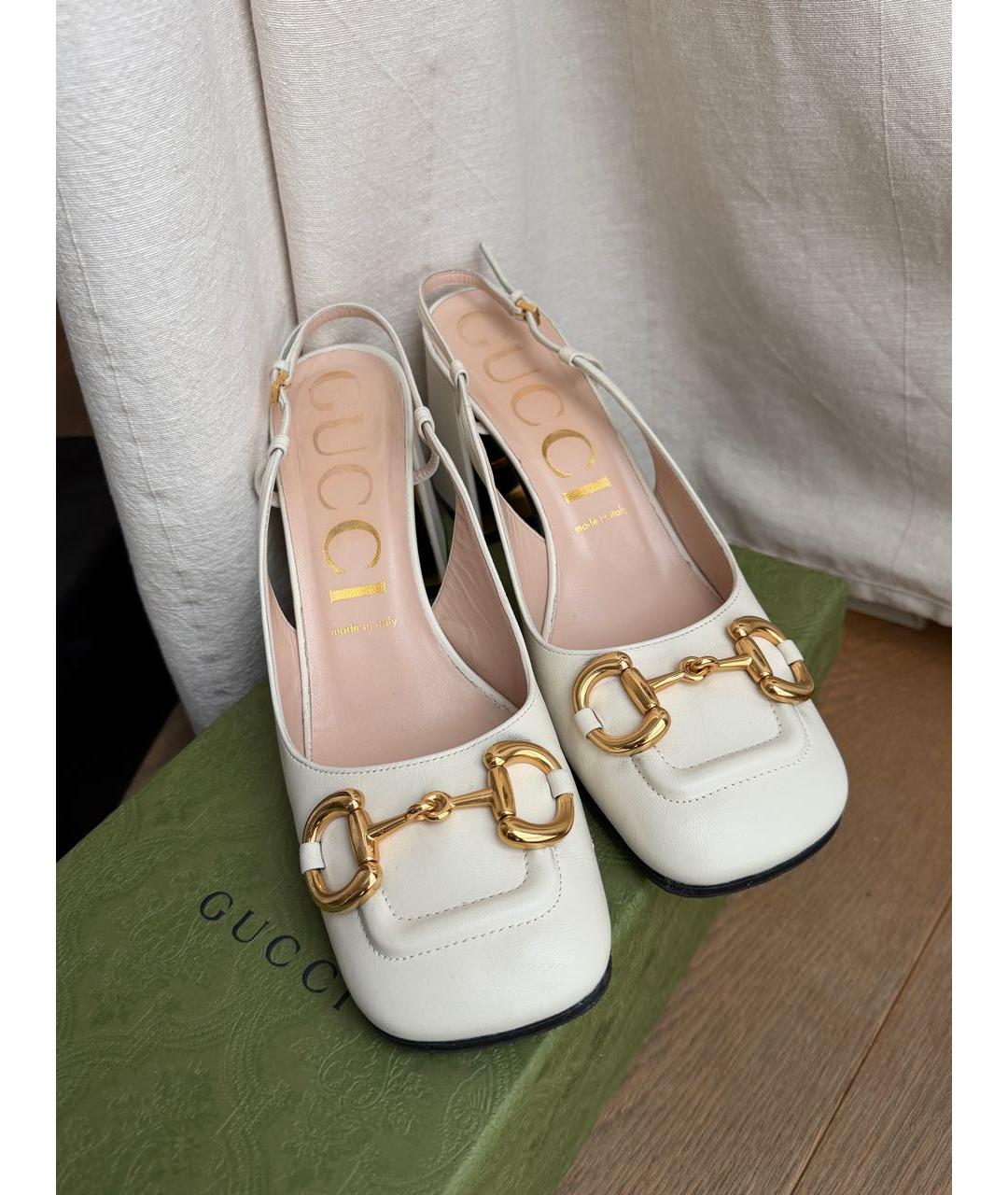 GUCCI Белые кожаные туфли, фото 3