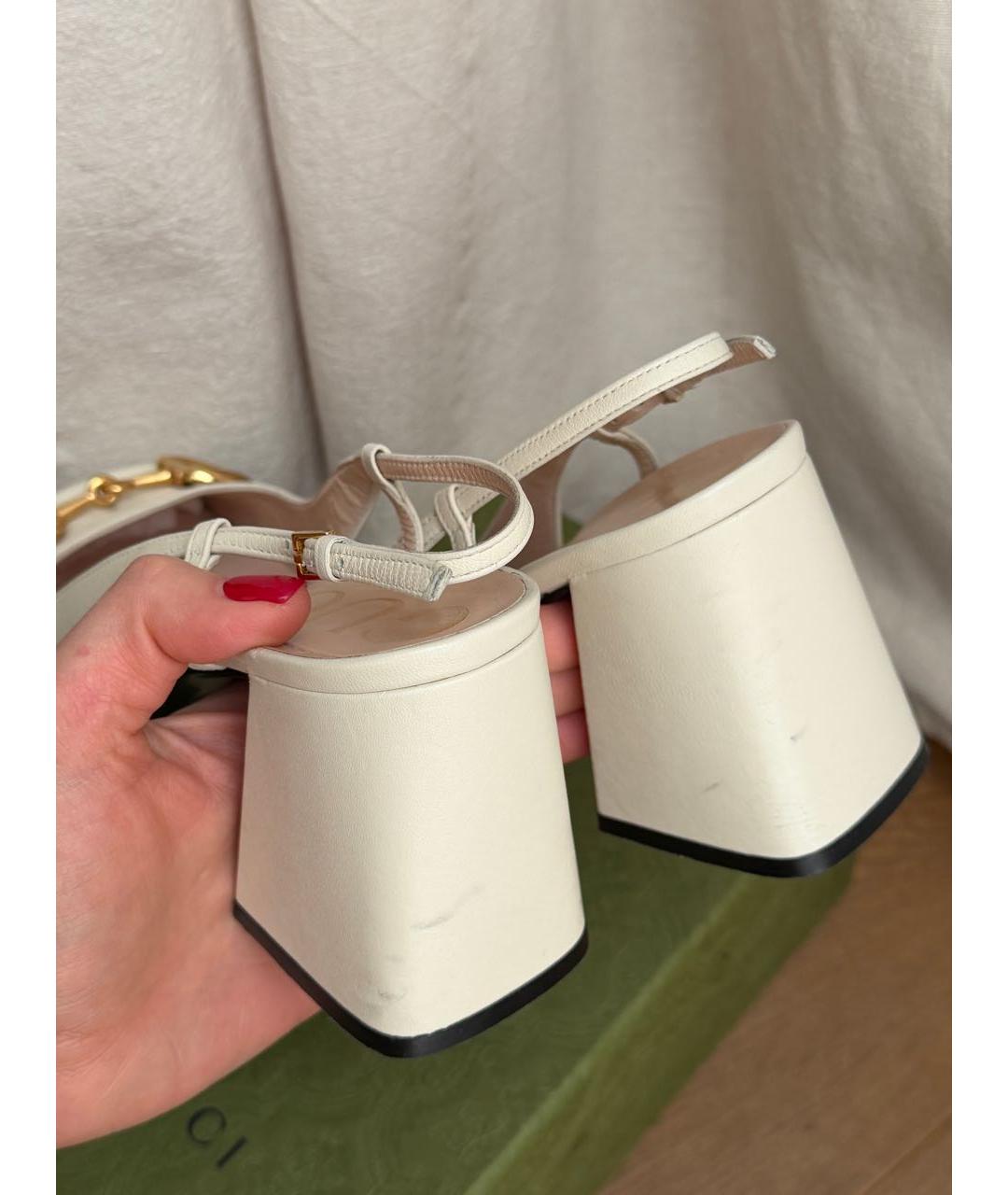 GUCCI Белые кожаные туфли, фото 6