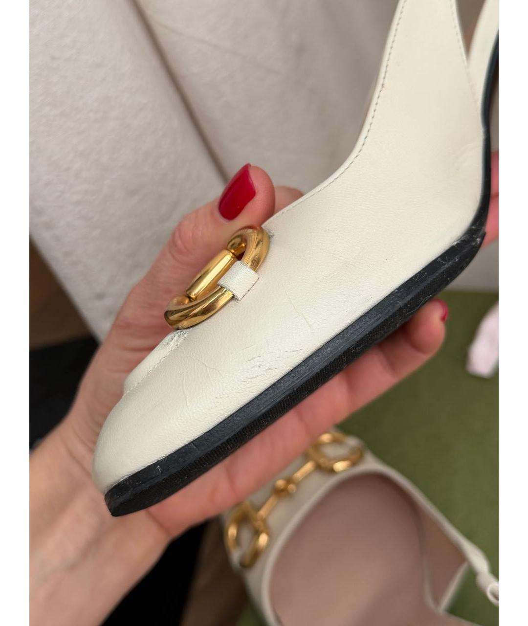 GUCCI Белые кожаные туфли, фото 7