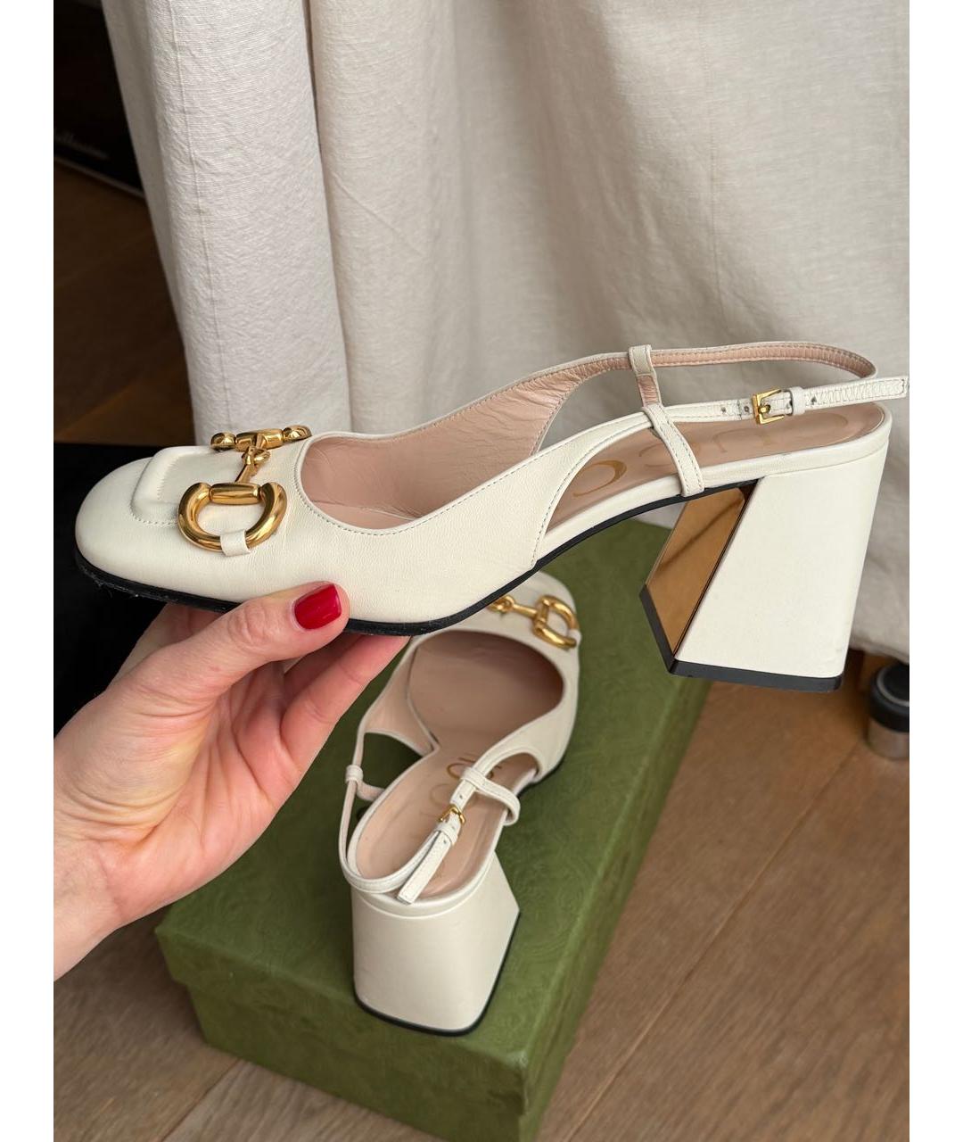 GUCCI Белые кожаные туфли, фото 5